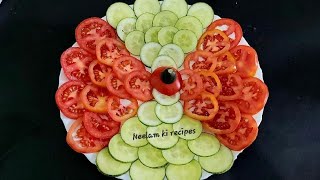 Beautiful And Easy Salad Decoration By Neelam ki recipes || Tomato Cucumber salad decoration easy
