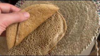 Making Ethiopian injera from teff flour