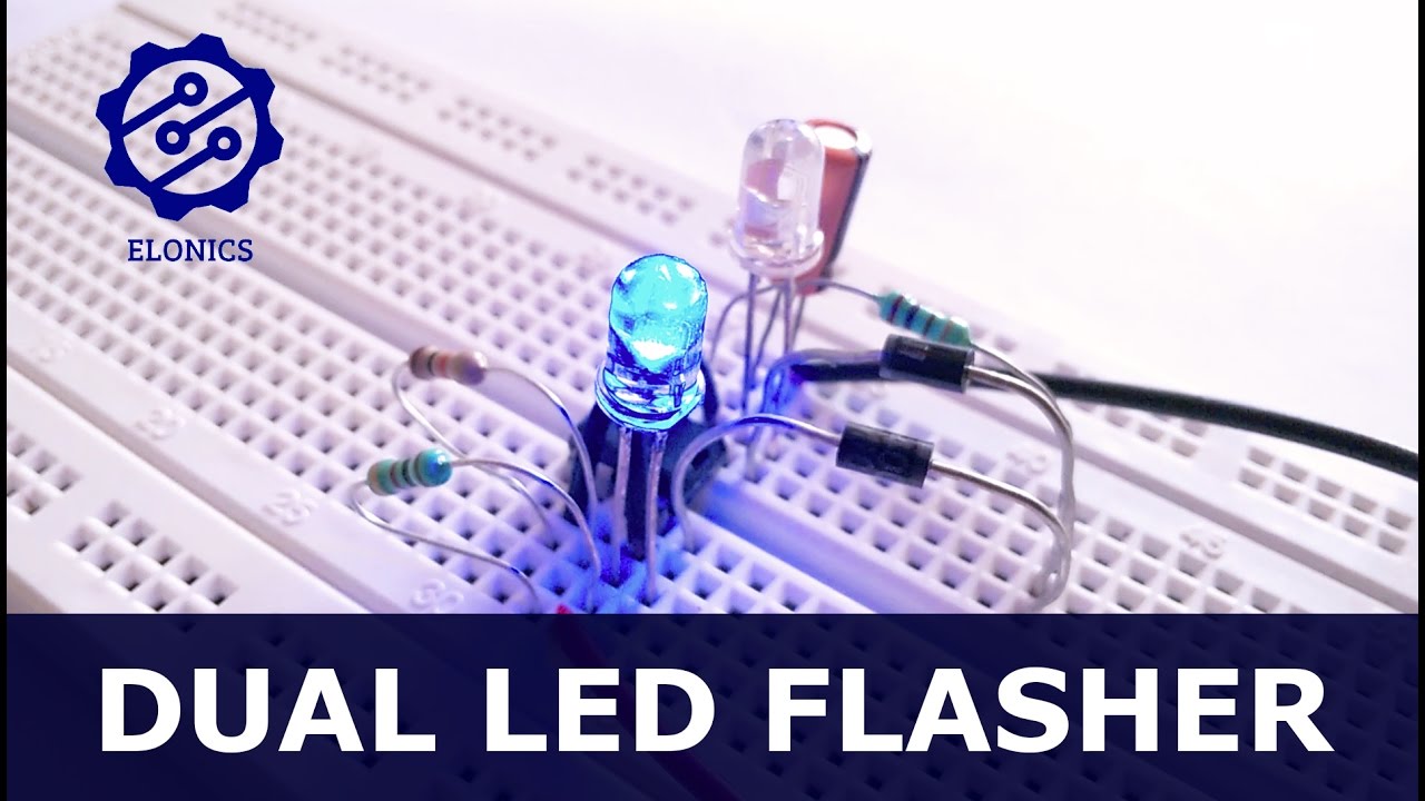 Dual Flashing LED Circuit Using 555 Timer On Breadboard - Basic ...