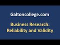 Business Research: Reliability and Validity