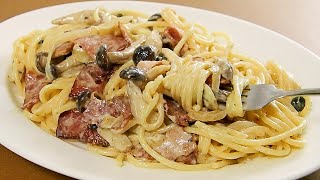 Pasta with bacon cream sauce