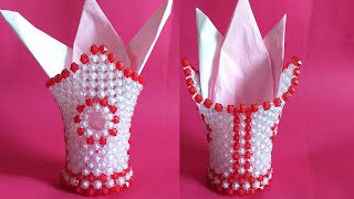 পুতির টেবিল টিস্যু হোল্ডার/পুতির কাজ/How To Make Beaded Tabled Tissue Holder/Showpiece/পুতি