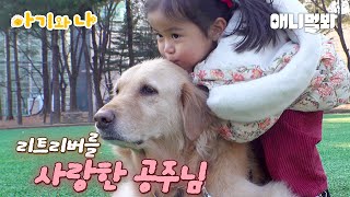 엽기적인 아기 공주님의 못 말리는 리트리버 사랑(아부지 화이팅ㅋㅋㅋ)ㅣFunny Baby Princess and her unstoppable love for Retriever