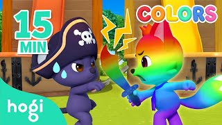 Learn Colors with Pirate Slides｜15 min｜Learn Colors Kids｜Compilation｜3D Kids｜Hogi Colors