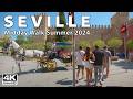 Seville Summer Walk from San Telmo bridge to Campana | 4K Virtual Walking Tour, Spain