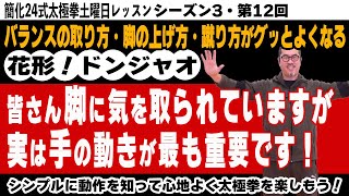 バランス/脚・蹴るがやりやすくなるには手が重要【簡化24式太極拳レッスン】シーズン3第12回。右蹬脚/初心、忘るべからず。初心者〜ベテランまで中村げんこうの太極拳。太極拳が楽しくなる！健康・瞑想・養生