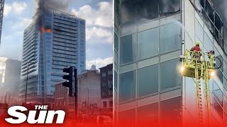 Firefighters tackle blazing tower block fire in London's Whitechapel