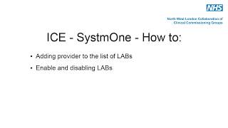 Configuration setting for pathology \u0026 radiology provider List (SystmOne)