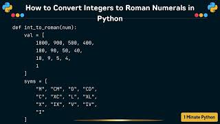 How to Convert Integers to Roman Numerals in Python
