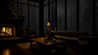 Soothing Rain and Warm Fireplace Sounds in a Cabin for Peaceful Sleep | Warm Cabin Ambience