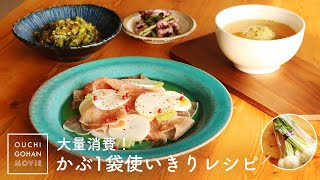 かぶ１袋（6株）使いきりレシピ4つ紹介【大量消費・作り置き】漬物｜ふりかけ｜サラダ｜スープ｜レシピ動画