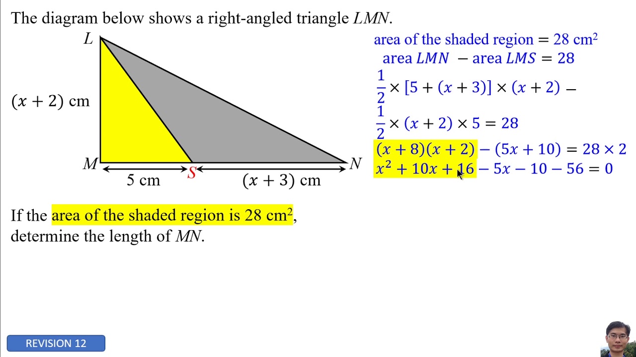 SPM Mathematics Revision 12 - Area Of Triangle, Quadratic Equation ...