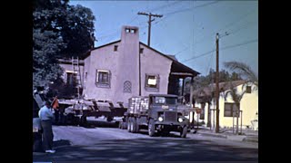 Moving a house in 1938. San Bernardino CA 1938-39. 16mm Color Home Movie.