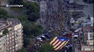 La cadena humana en la Diada, desde el aire