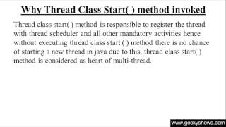 305. Why invoke start method in Java Programming (Hindi)