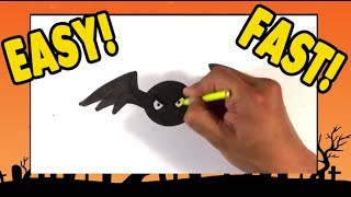 EASY Way to Draw a Bat - Halloween Drawings