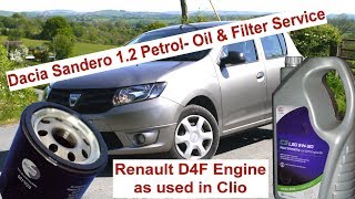 2014 Dacia Sandero / Renault Clio Oil & Filter Change on 1.2cc D4F Petrol engine. 🚗