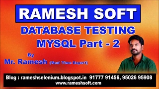 DATABASE TESTING RAMESH SOFT MYSQL Part 2