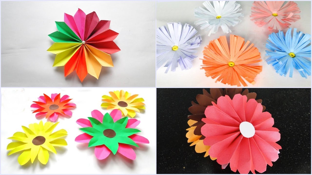 4 Pretty Paper Flowers Youtube