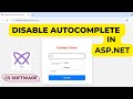 How to disable Autocomplete in Visual Studio ASP.Net