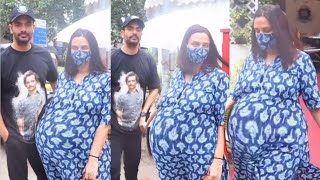 Neha Dhupia Heavily Pregnant Baby Bump Growing Gracefully In 8 Month Pregnancy & Delivery In October