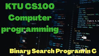 Binary search program in C|Simple program