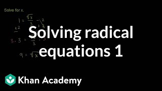 Solving radical equations 1 | Exponent expressions and equations | Algebra I | Khan Academy