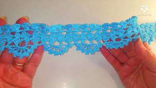 شريط الدانتيل الكروشيه /طريقة شريط دانتيل كروشيه لتزيين الملابس/how to make a ribbon crochet lace