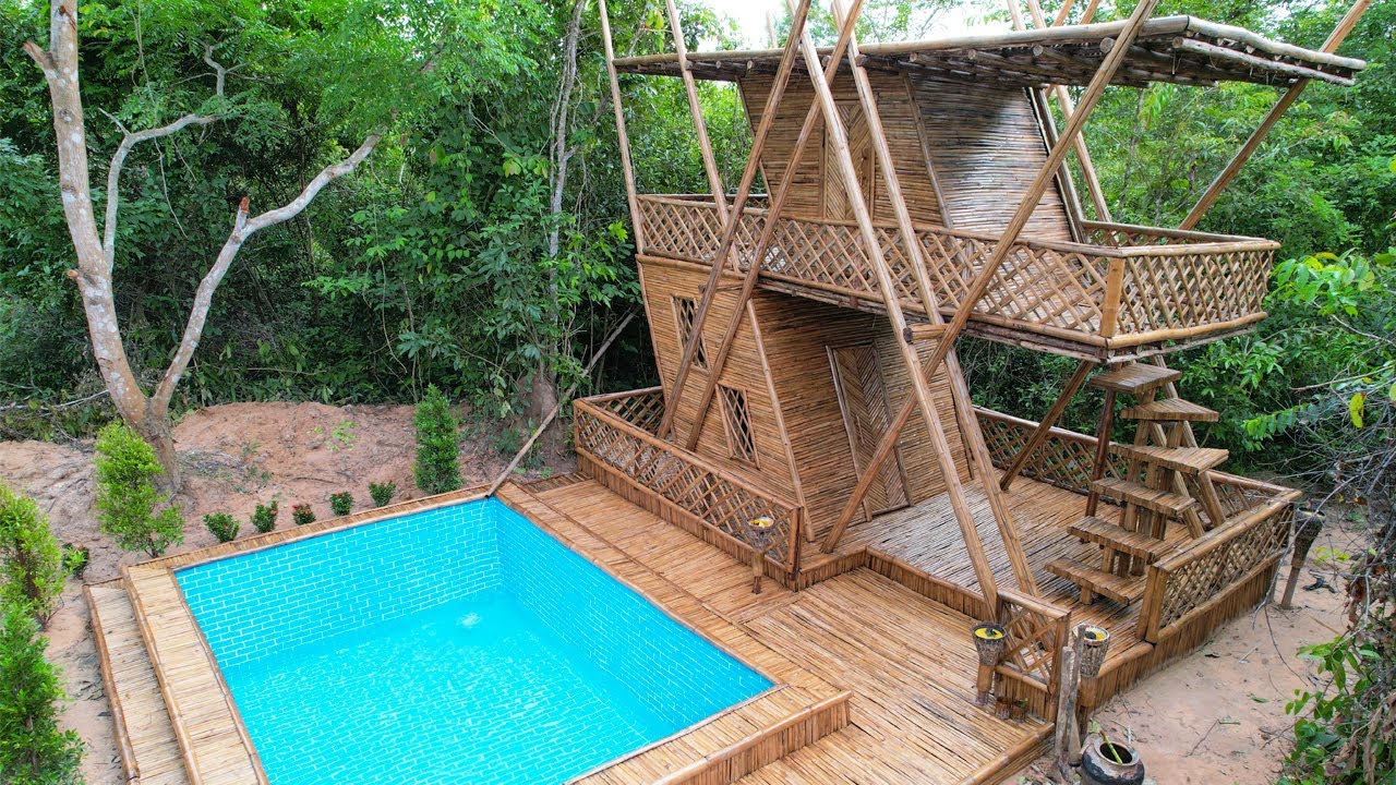 39 Day Complete Bamboo Two-Story House And Swimming Pools[Full Video ...