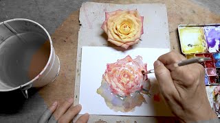 PROCESS: Daily Rose Watercolour Painting DAY 2079 (20210417SAT)