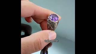 Natural Amethyst Ring - Luxury Design Silver 925 (Black Touch)