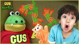 Gus the Gummy Gator goes to Ryan's House from Ryan ToysReview with Surprise Toys
