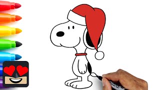 How To Draw Christmas Snoopy