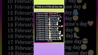 Valentine Week | 7 Feb to 14 Feb all day list | kal konsa day hai 2024 | Valentine's day week 2024