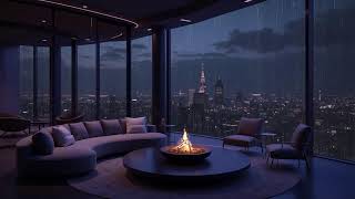 City Rooftop Rain and Crackling Fire Sounds: Relaxation for a Perfect Night