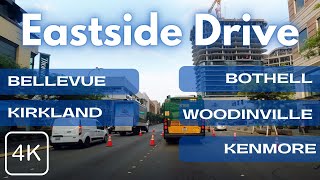 5 City Eastside Drive - Bellevue, Kirkland, Kenmore, Bothell, Woodinville, WA in 4K, 1+ Hour