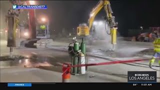 Construction continues on San Gabriel River Bridge, prompting five-day closure of 210 Freeway