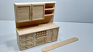 Miniature Kitchen Cabinet From Popsicle Stick | DIY Miniature Craft Art