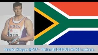 Frantz Kruger (ZAF - Finland) DISCUS 67.09 meters.