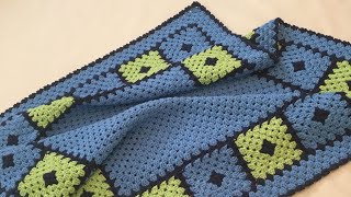 #بطانية مواليد مميزة بوحدات الجراني المربعة / How To Crochet a Baby Blanket