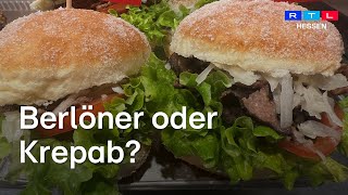 Kräppel meets Döner. Ja süßer Berliner belegt mit Dönerfleisch und Knobisoße. Aber wieso?