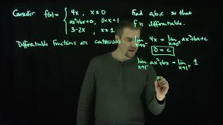 Finding Constants to Make a Piecewise Function Differentiable
