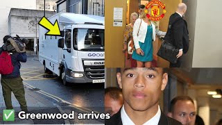 Mason Greenwood arrives with his parents at Manchester magistrate court,police flanks him,Man United