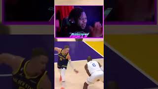 Lakers Fan REACTS To Steph Curry's Priceless Reaction to LeBron James' Three 🤐 #shorts #lakers