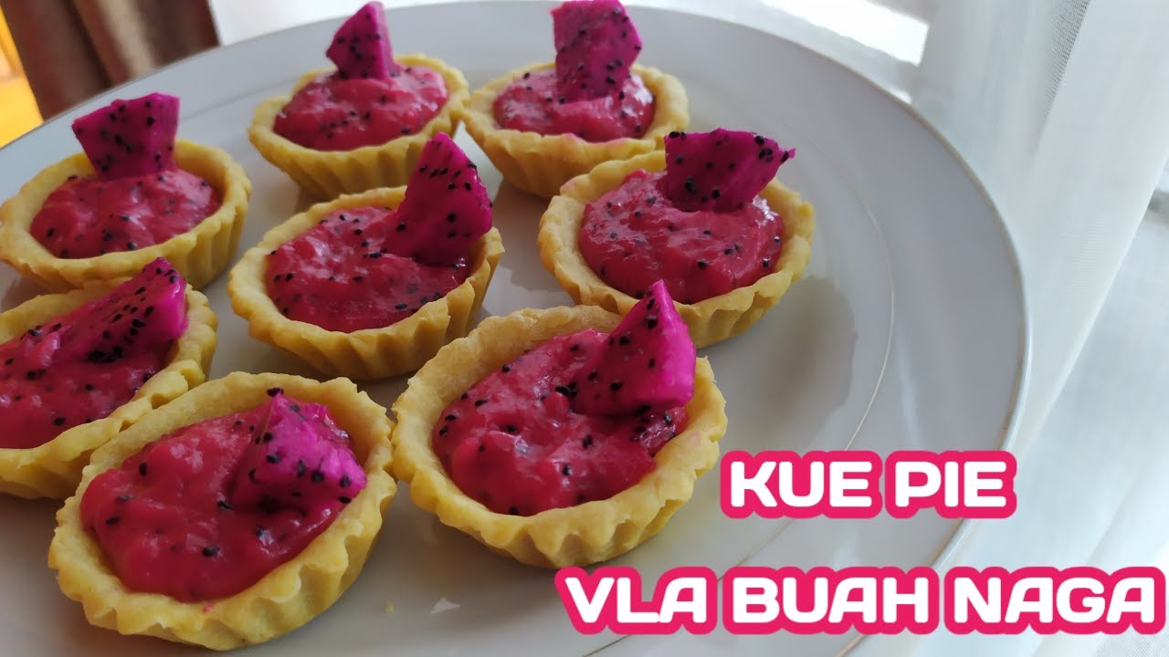 RESEP KUE PIE VLA BUAH NAGA || CARA BIKIN KUE PIE TANPA OVEN - YouTube