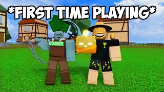 The Strongest Battlegrounds YOUTUBERS Try Blox Fruits.. w/ @theholygrail