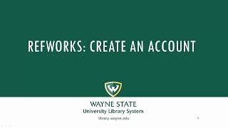 RefWorks: Create An Account