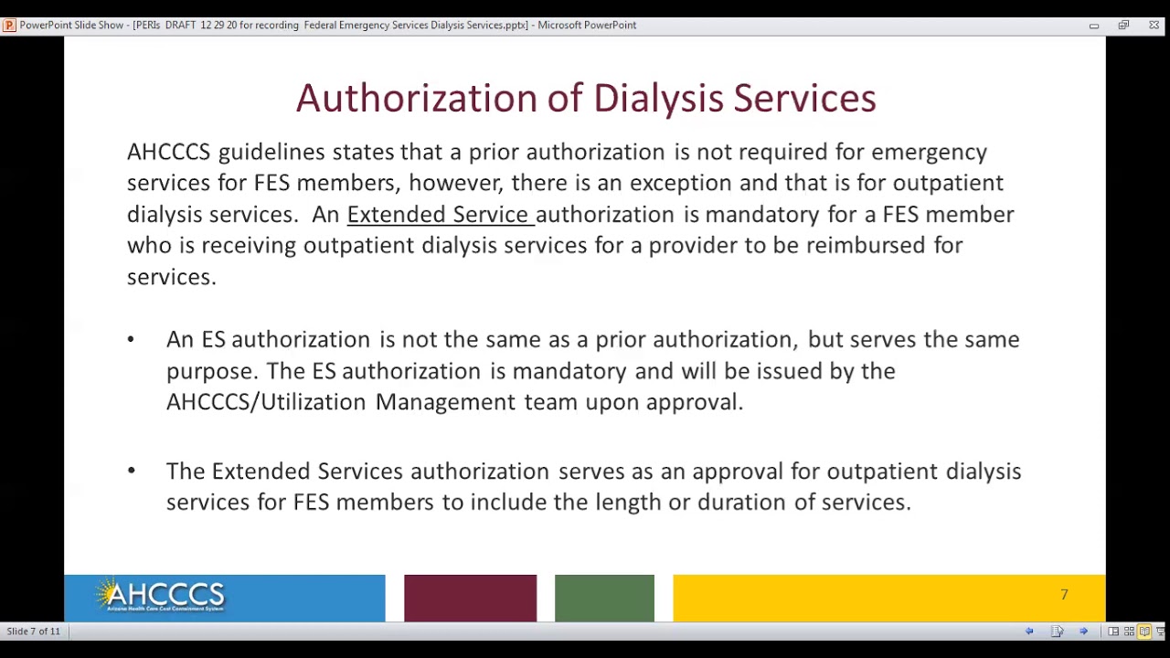 Federal Emergency Services (FES) Program Dialysis Services - AHCCCS ...