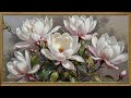 white magnolia vintage art painting golden framed 4k tv screensaver