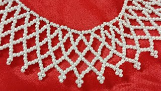 diy pearl necklace🥰ഈ വർക്ക്‌ ഇനി ചെയ്യാൻ അറിയില്ല എന്ന് പറയരുത് 👍#jewellery #necklace #bigginers